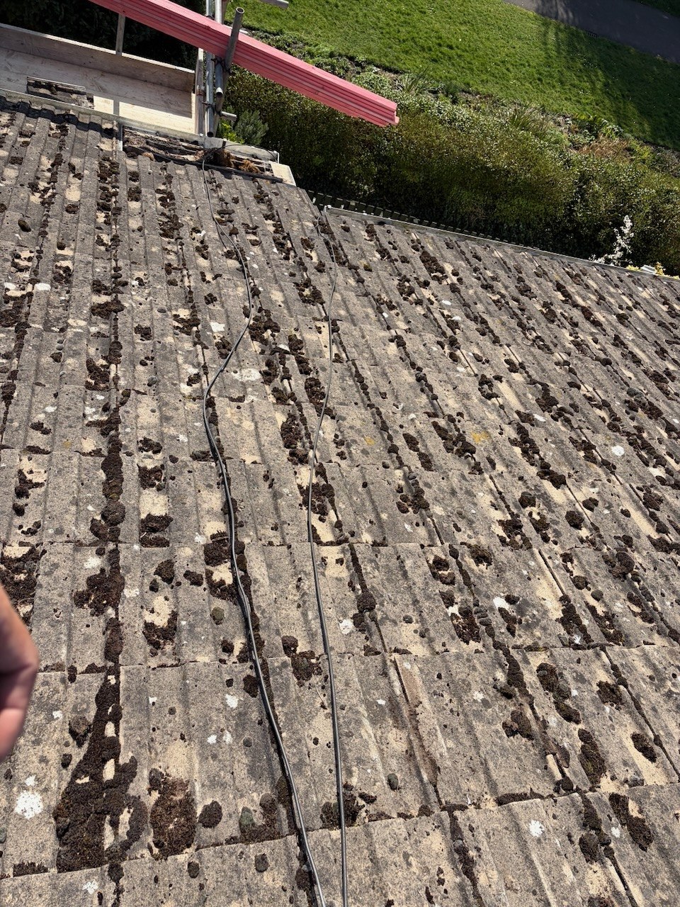 The stripped roof during replacement in Anfield