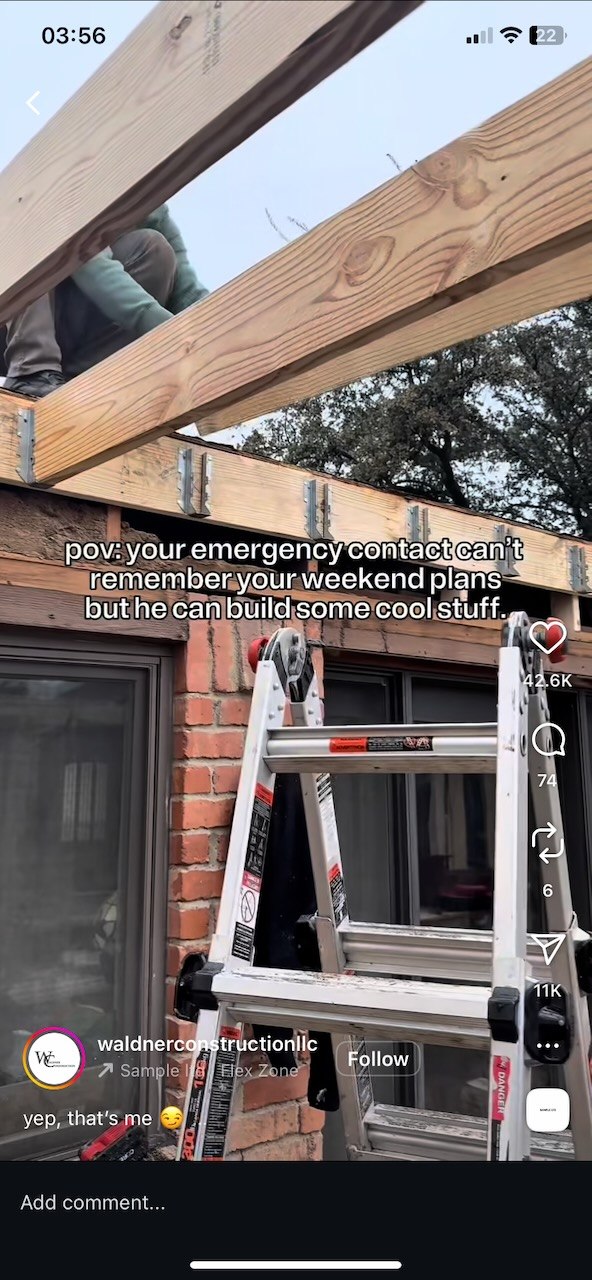 Porch roof replacement work in progress in Waterloo