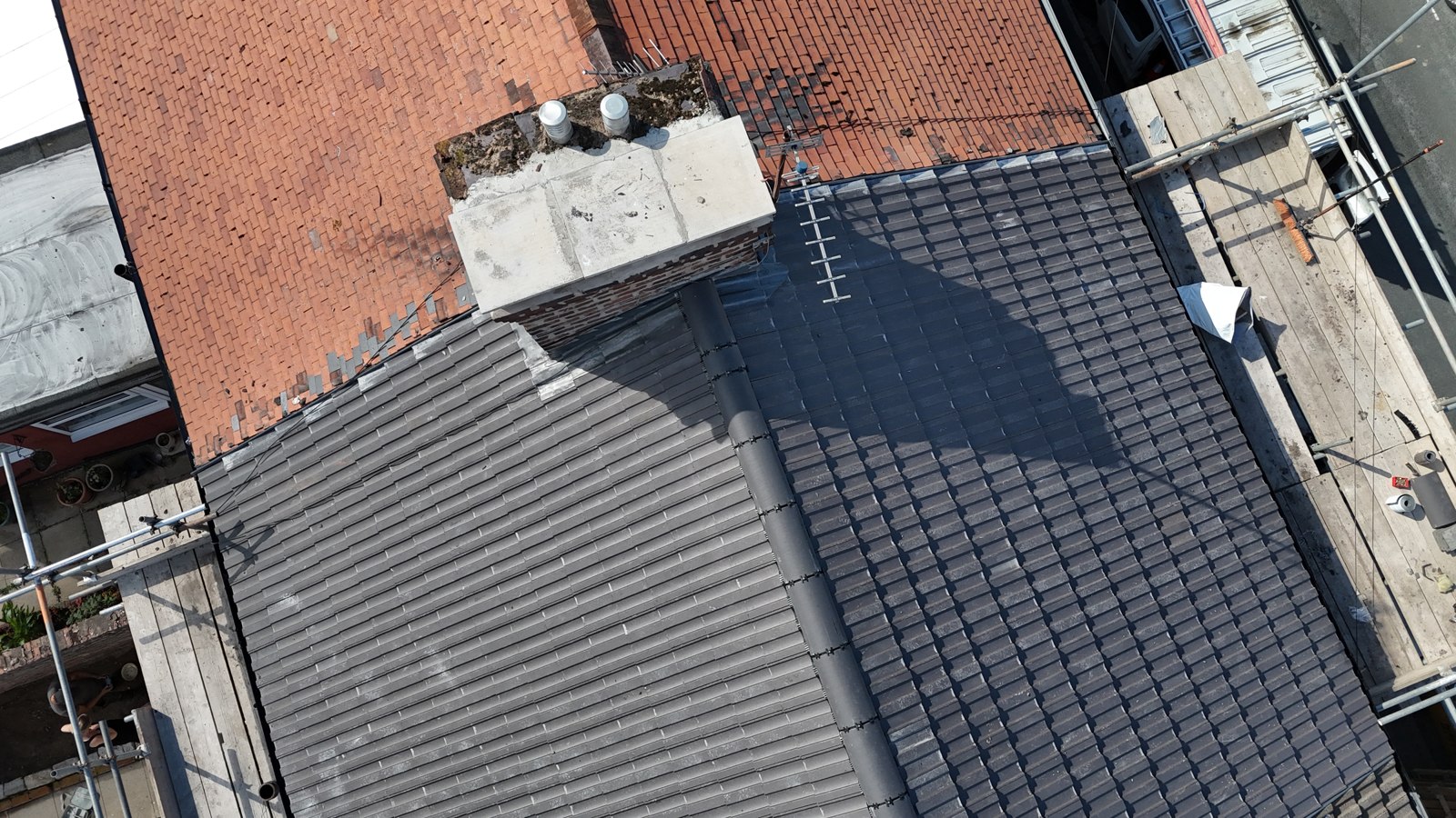 Mount Street Waterloo re-roof with new tiles and chimney leadwork