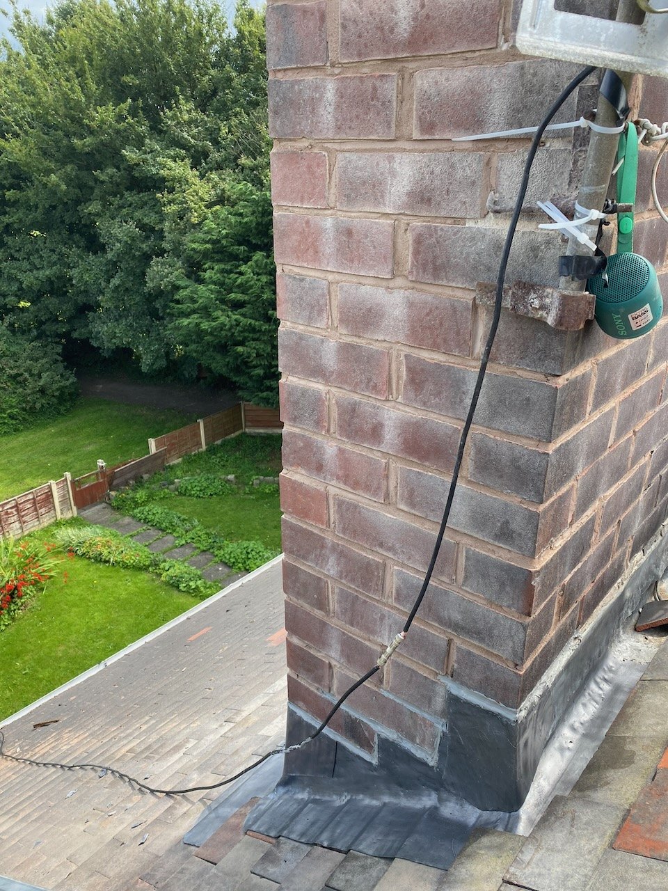 After: repointed chimney with renewed leadwork in Ormskirk