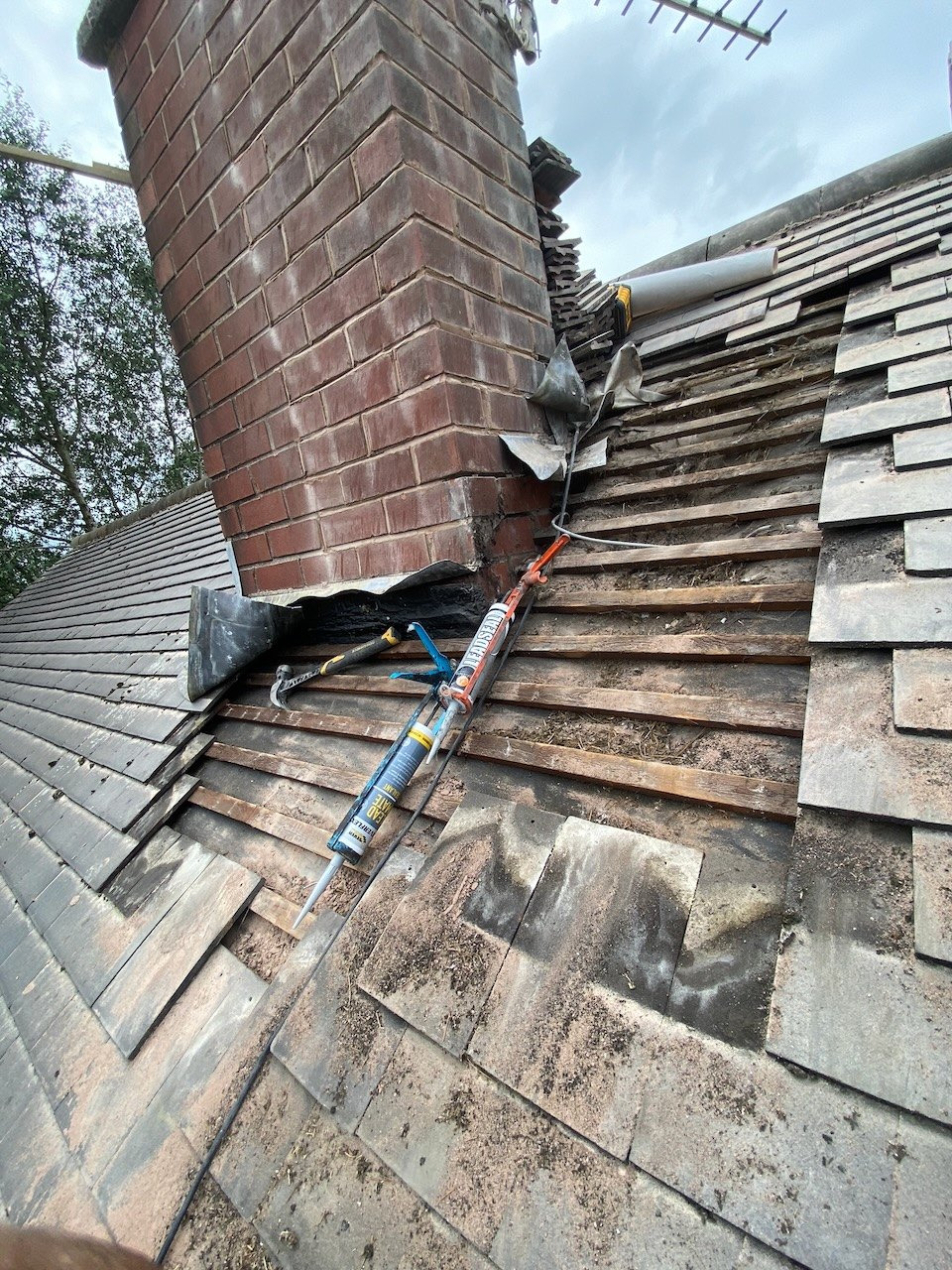 During work: roof opened at an Ormskirk chimney