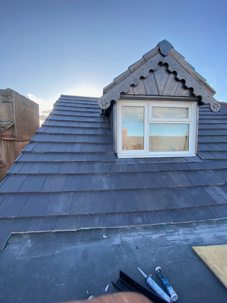 Slate roof replacement and lead dormer in Wallasey
